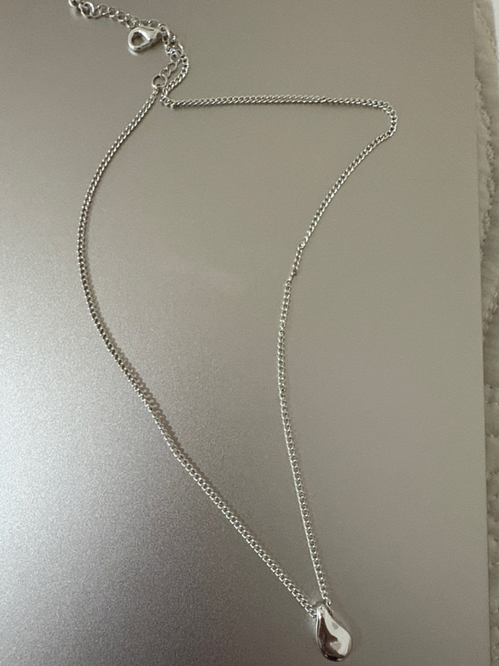 Sterling Silver Teardrop Pendant Necklace - Silver